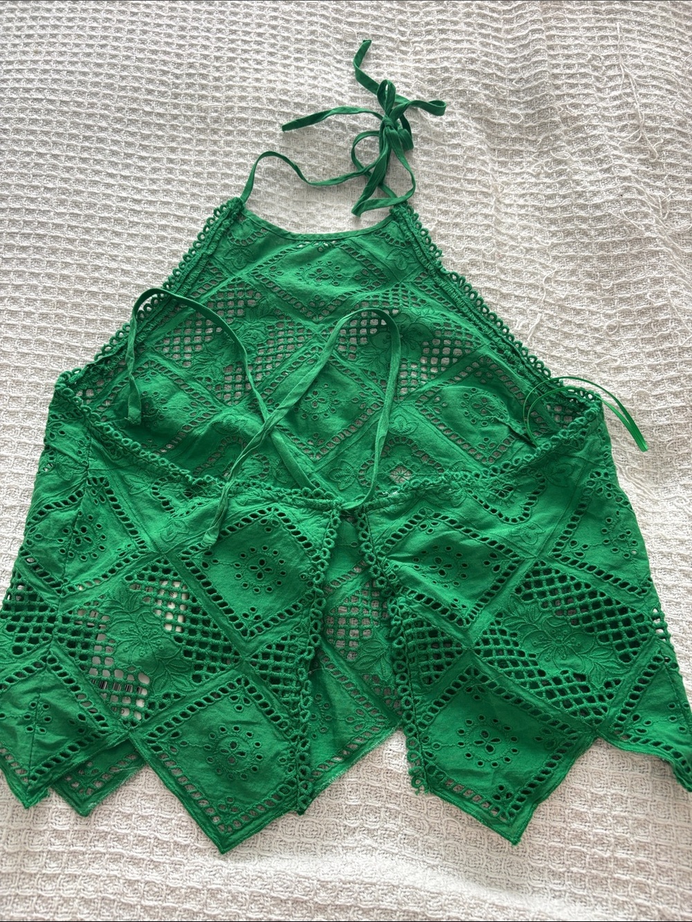 NWT Free People Green Crochet Halter Tank Top - Picture 8 of 8